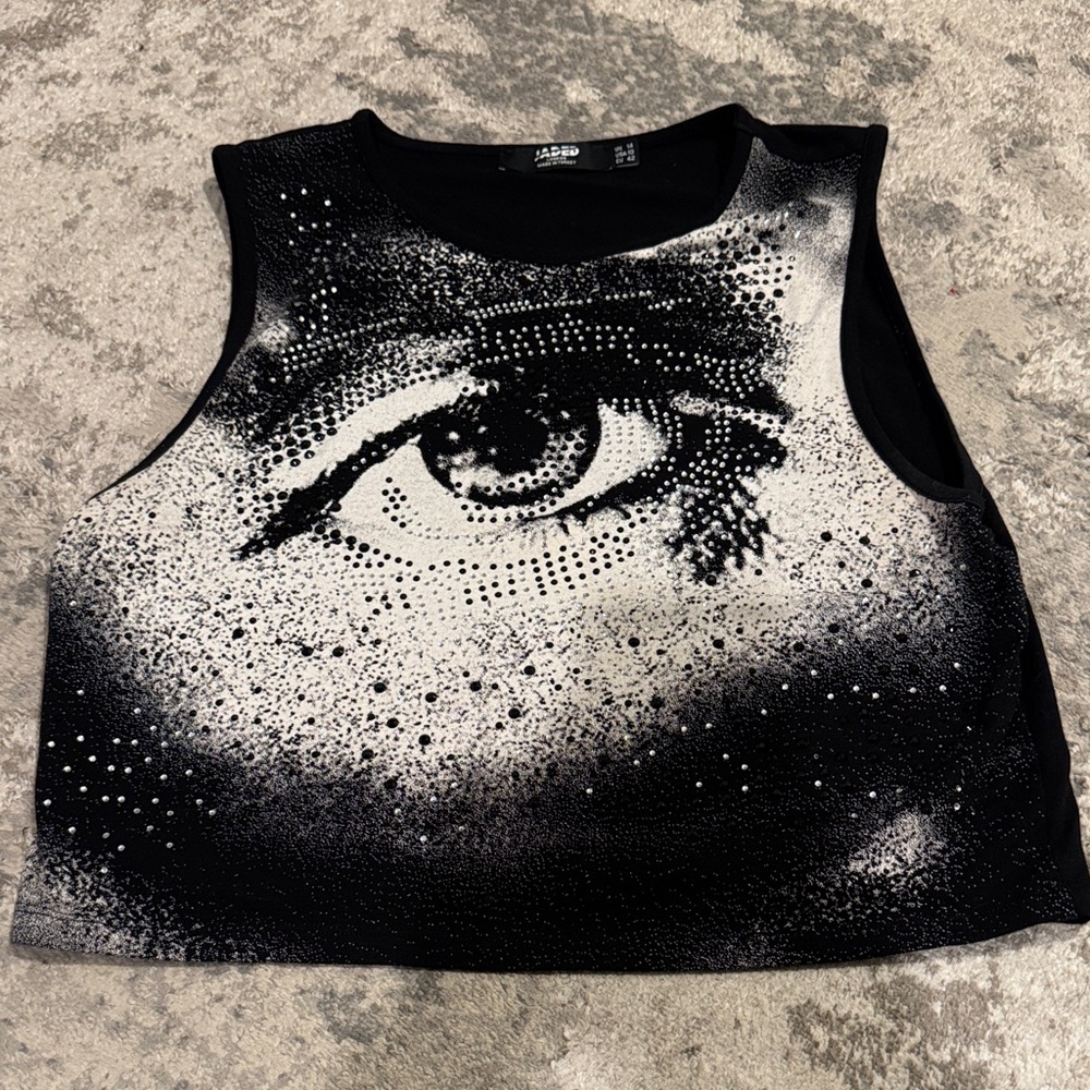 Jaded London Monochrome Eye Graphic Crop Top